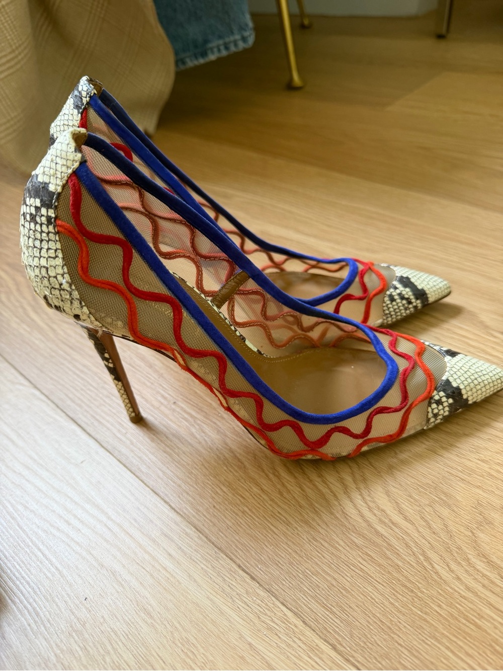 Aquazzura Multicolor Python-Trim Pointed Pumps - Picture 2 of 2